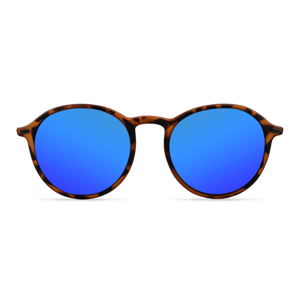 Tortoise Blue Reflective Rounds – BOMO Sunglasses